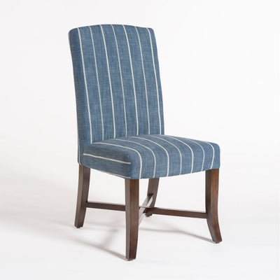 Blue Striped Upholstered Dining Chair - Mix Home Mercantile