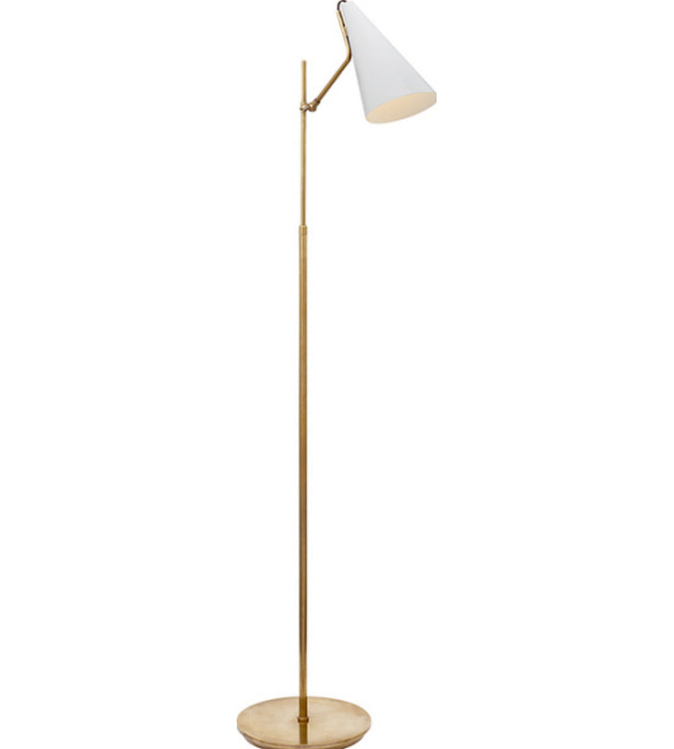 Hand Rubbed Brass with White Floor Lamp - Mix Home Mercantile