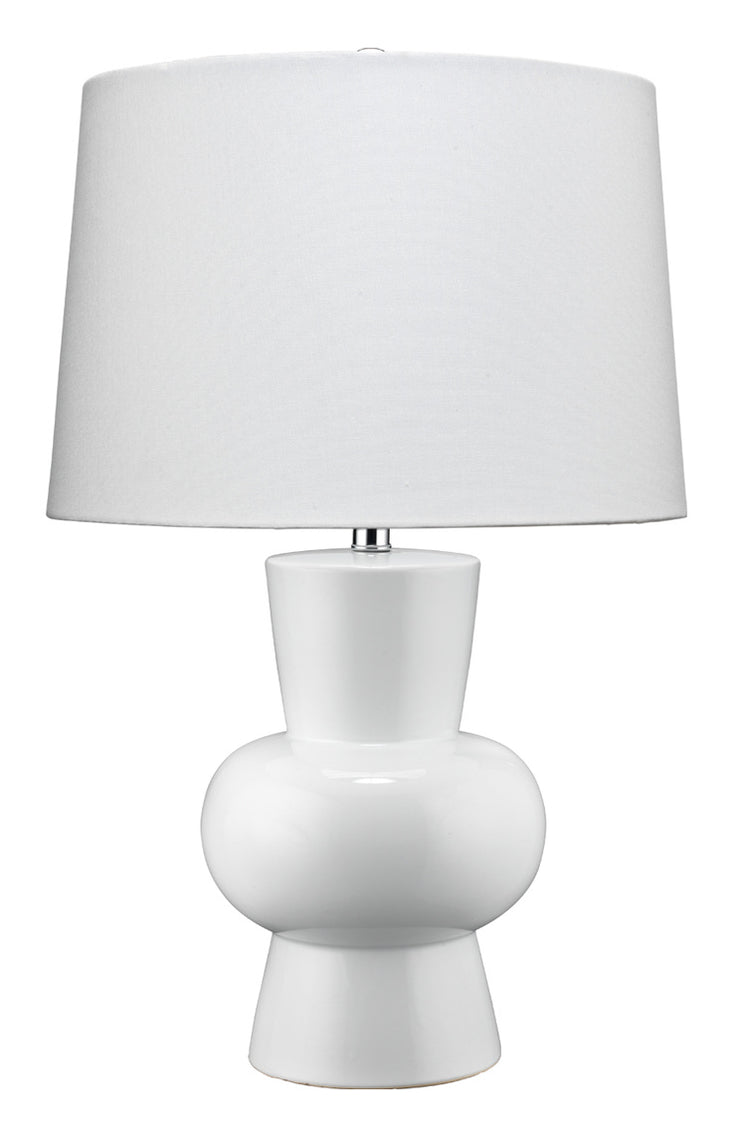 Ceramic White Lamp w/ Linen Shade - Mix Home Mercantile