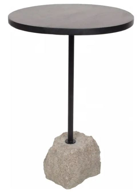 13" Black & Granite Side Table