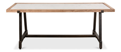 Rubber Wood and White Marble Coffee Table - Mix Home Mercantile
