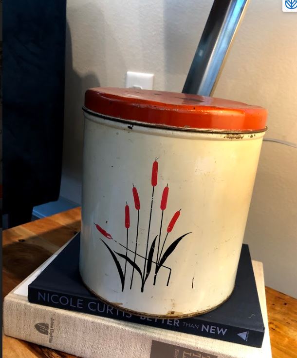 Vintage Metal Canister w/ Cattails - Mix Home Mercantile