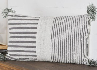 Grey/White Stripe Pillow - Mix Home Mercantile