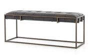 Black Distressed Tufted Bench