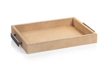 Hair on Leather Handled Tray - Mix Home Mercantile