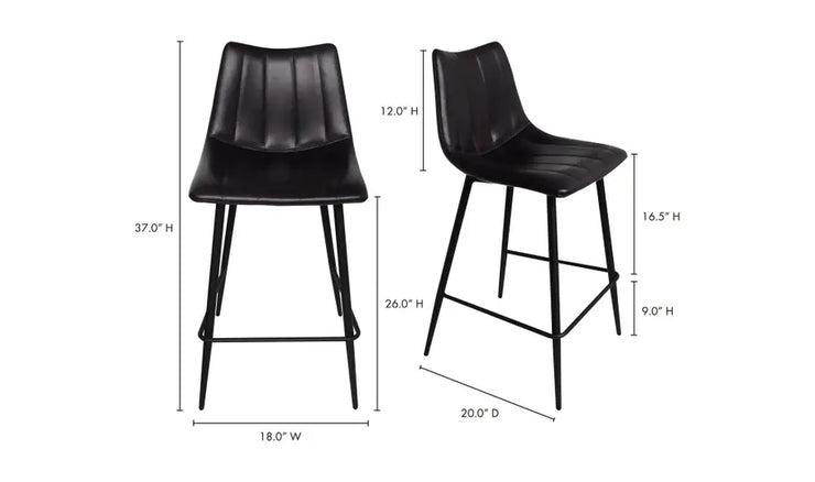 Faux Leather Black Counter Stool